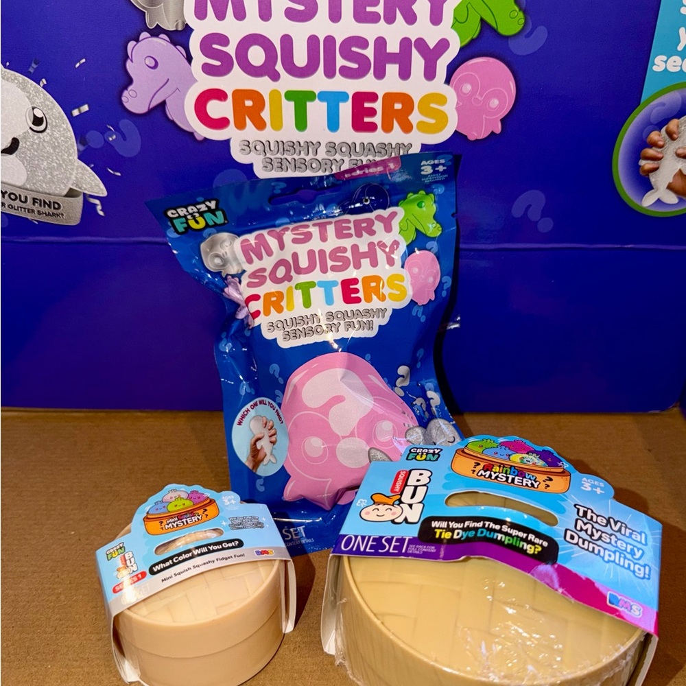 Ultimate Mystery Squishy 3 Pack, 4” Dumpling, Mini Dumpling & Mystery Critter!